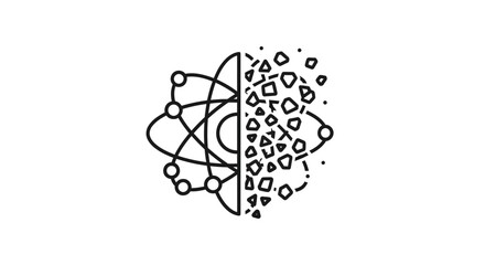 Brain with atoms and molecules.