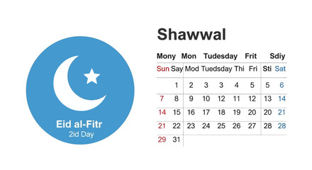 Eid al-Fitr calendar page design.