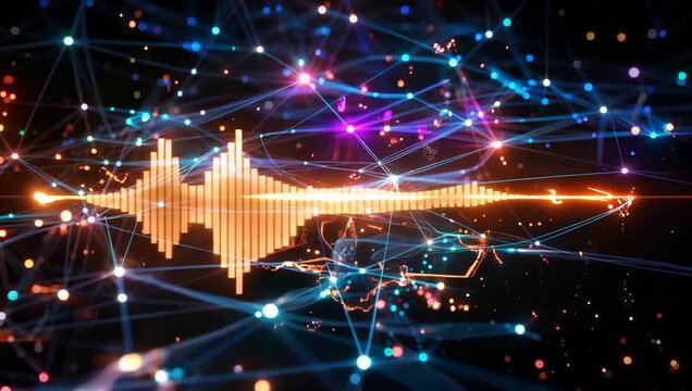 Dynamic Neon Sound Wave Visualization Across Network.