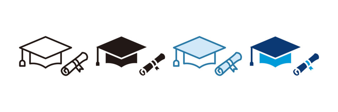 Graduation Icon Set Multiple Style Collection