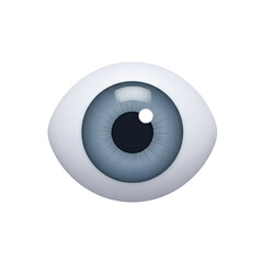 Realistic 3D Render of a Human Eye with Blue Iris on a White Background