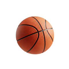 Realistic Basketball with Textured Surface and Deep Lines on Orange Background