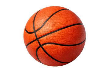Basketball ball with orange pebbled texture and black stripes