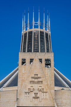 Liverpool, Lancashire, UK: Liverpool Metropolitan Cathedral; the Metropolitan Cathedral of Christ the King, locally nicknamed "Paddy's Wigwam" or "The Mersey Funne"