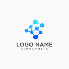 Abstract Blue Network Dots Logo Design for Technology and Digital Connection