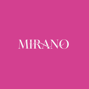Elegant Mirano text on a vibrant pink background, simple and stylish design