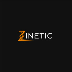 ZINETIC modern dynamic logo design on black background for branding