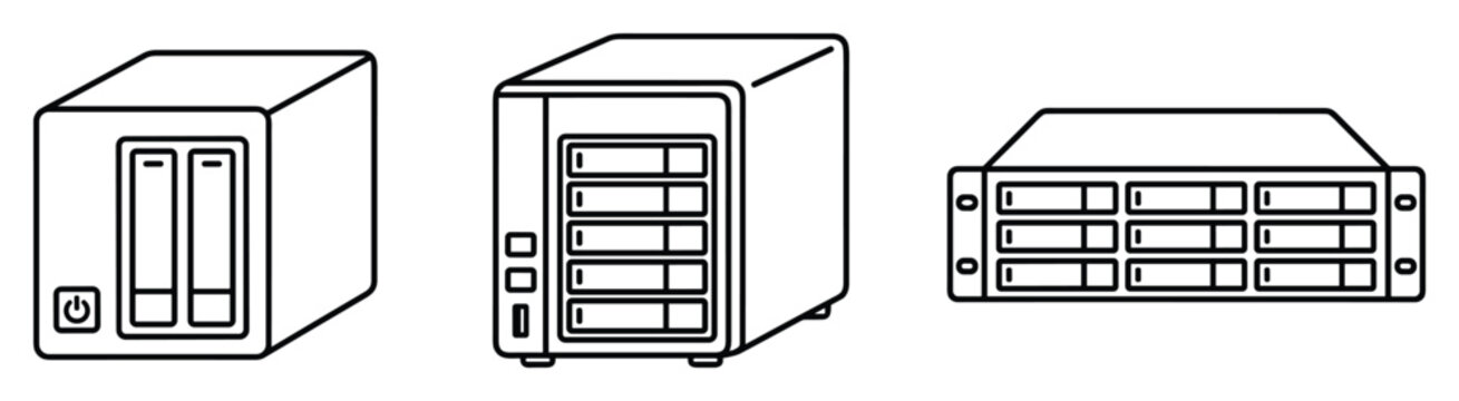 Modern data storage device network attached storage or nas server for home media backup system.