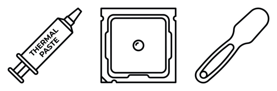 Thermal paste syringe cpu gpu computer cooling processor compound component applicator hardware.
