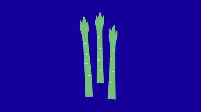Asparagus animation on blue screen 