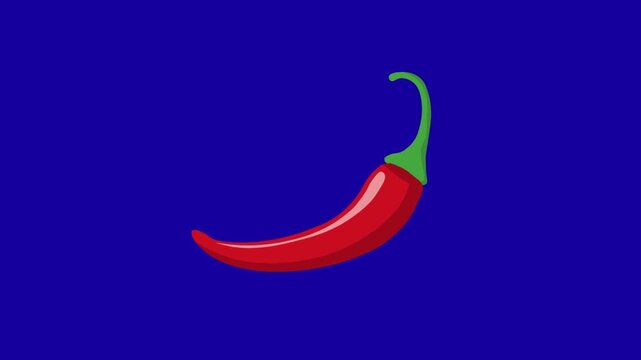 Chili vegetable animation on blue screen 