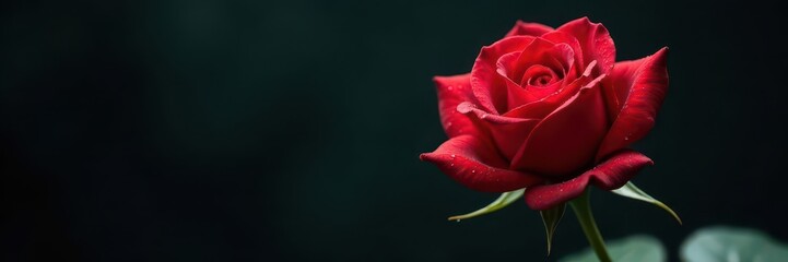 Single red rose, water droplets, dark background Macro shot , nature, red rose