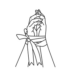 The bound hands vector in the form of lines indicates a romantic or dangerous sign