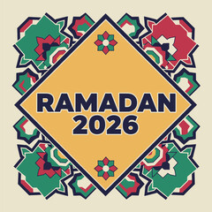 Ramadan 2026 Celebration Illustration Featuring Cultural Patterns and Symbols