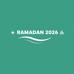 Flat Illustration of Ramadan 2026 Celebration Scene with Stars and Waves