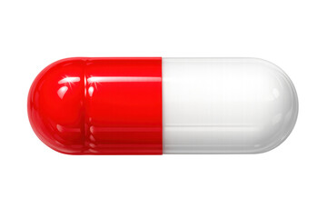 Red and white capsule representing medicine, healthcare, and treatment