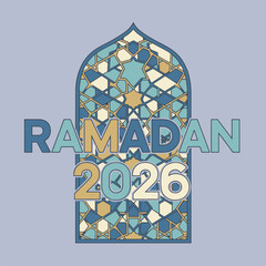 Ramadan 2026 celebration illustration viewed from front with cultural elements