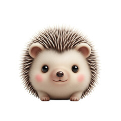 Adorable fluffy hedgehog character with big eyes and pink cheeks soft lighting and bokeh background