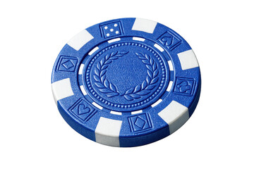 Blue poker chip token icon for casino gambling games