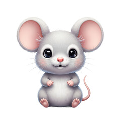 Adorable Small Grey Mouse With Big Ears and Cute Eyes Soft Fur Pastel Background Studio Lighting