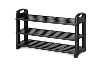 Black plastic three tier shoe rack organizer for home storage