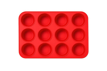 Red silicone muffin pan baking tray for cupcakes
