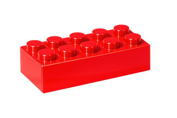 Red plastic toy brick representing childhood creativity and construction