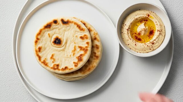 Hummus and Pita Bread - A Delicious Mediterranean Snack.