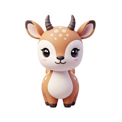 Cute cartoon baby deer with large eyes and spotted fur on a neutral background