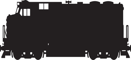 Modern Industrial Freight Locomotive Engine Profile Vector Silhouettes © RafsanJani