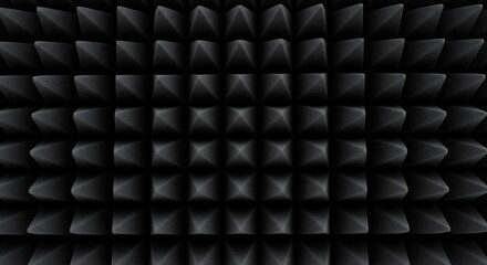 Dark Acoustic Foam Panel Texture With Pyramidal Studs.