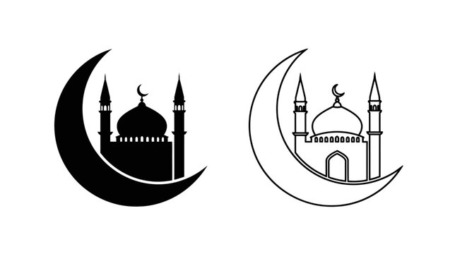 Islamic mosque moon crescent symbol design Vector