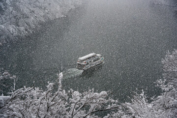庄川峡の雪景色