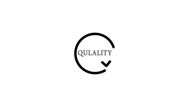 Black incomplete circle with text QULAL inside on white background QULAL word