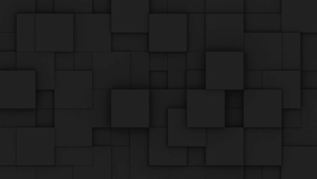 Abstract matte black geometric cubes animation. Minimal dark mode voxel background loop.