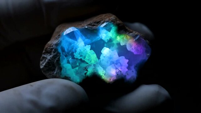 Glowing Opal Gemstone Held in Hand.