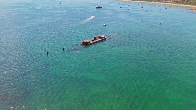 Aerial View of HMVS Cerberus Shipwreck in Turquoise Water