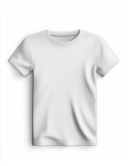 White blank t-shirt, flat lay on a plain background, providing an isolated design template for clothing brands and apparel