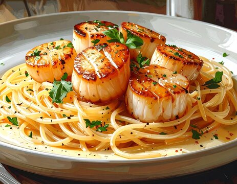 Nudeln mit Jakobsmuscheln