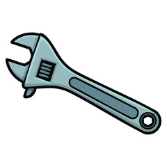 Adjustable wrench for construction plumbing and repair flat isolated vector illustration ideal for tool icons hardware branding DIY tutorials websites and technical design projects