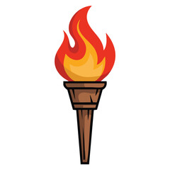 Ancient greek torch vector icon in flat illustration style showing Greece runner sport flame isolated suitable for Olympic sport tradition history and athletic themed web design
