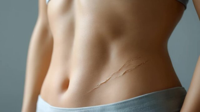 Woman's torso with stretch marks on her side