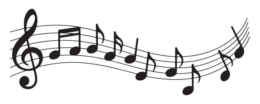 Wavy musical staff with flowing notes and treble clef design