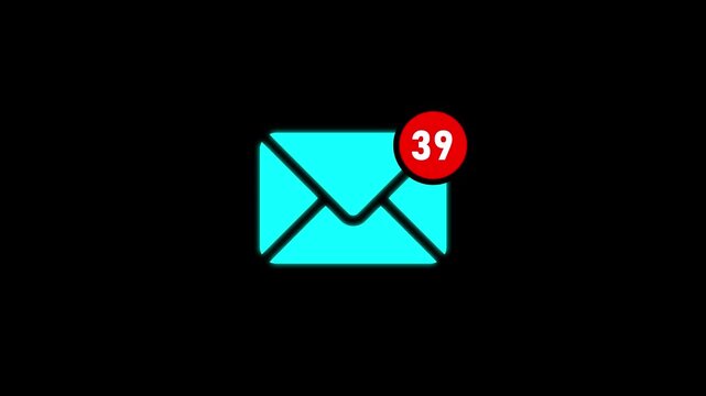 Cyan envelope icon with red notification badge showing number 19 email message