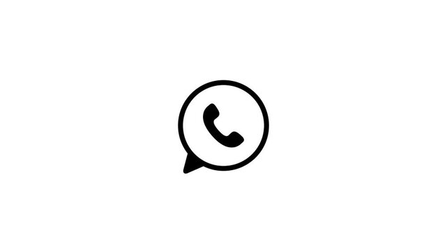 Black outline Whats App logo icon on a clean white background whatsapp communication