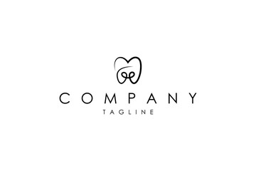 Fototapeta premium Dental Logo with linear line art design style