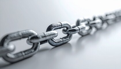 Fototapeta premium Metal Chain Links on Gray Background.