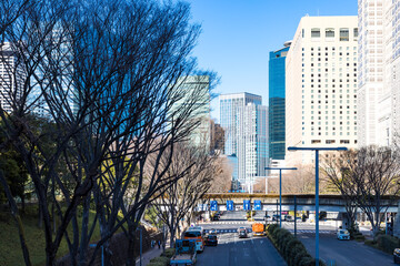 (東京都ｰ都市風景)青空の新宿高層ビル街７