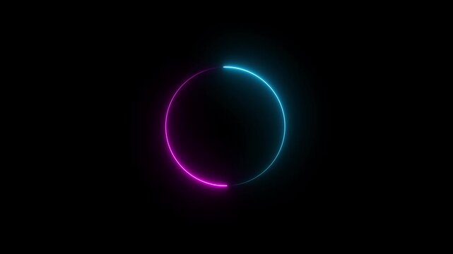 Neon Circular Loading Progress Animation for UI App and Web Interface, Pink and Blue Ring Spinner Status Indicator Loop, Modern Minimal Abstract Technology Design
