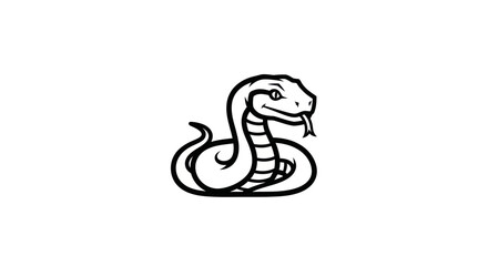 Fototapeta premium A stylized black and white illustration of a coiled snake with its head raised